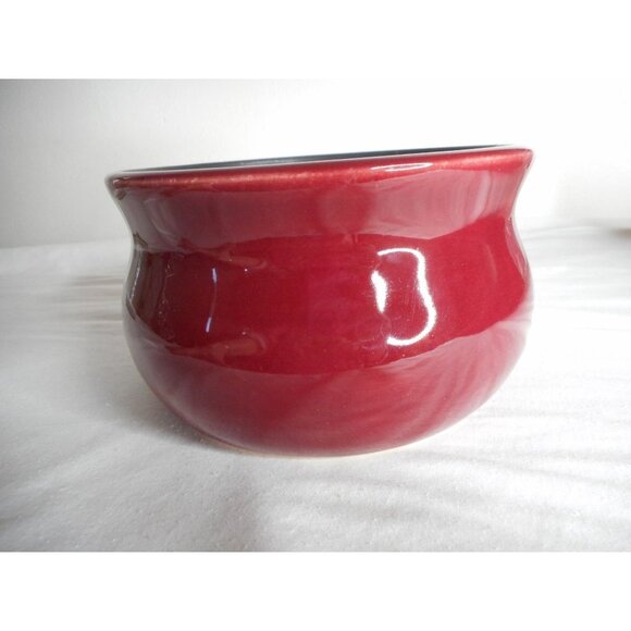 Handmade Burgundy Black Bowl or Planter Signed - Picture 2 of 5